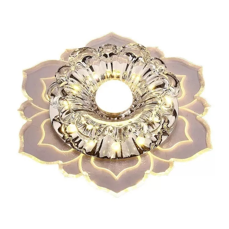 Modern minimalist round crystal ceiling lamp for corridor with 11W colourful light options