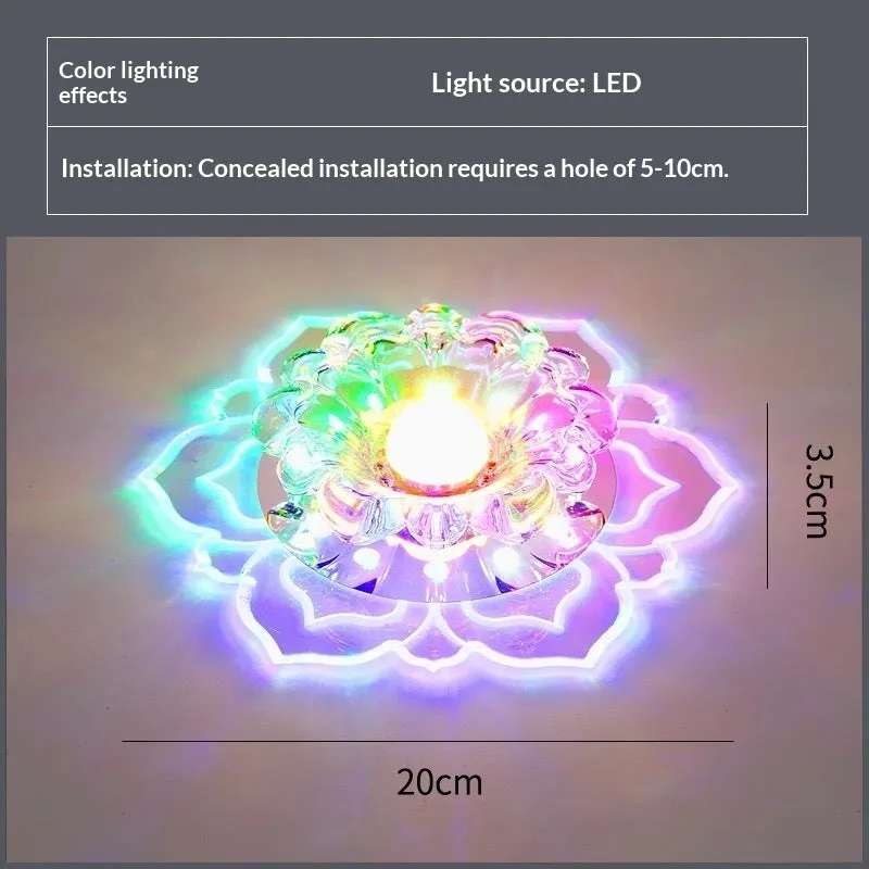 Modern minimalist round crystal ceiling lamp for corridor with 11W colourful light options