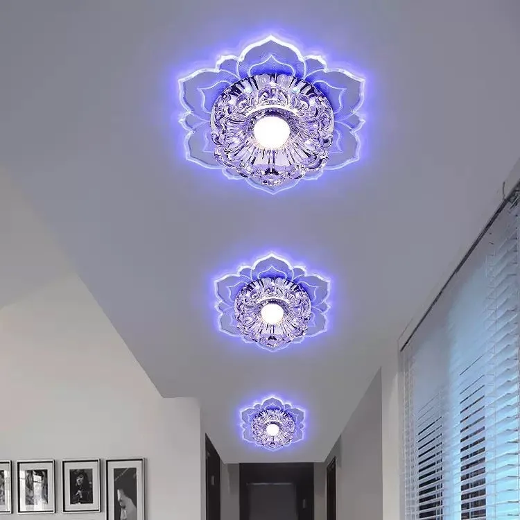 Modern minimalist round crystal ceiling lamp for corridor with 11W colourful light options