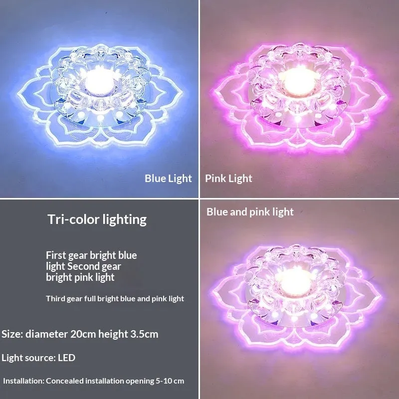 Modern minimalist round crystal ceiling lamp for corridor with 11W colourful light options