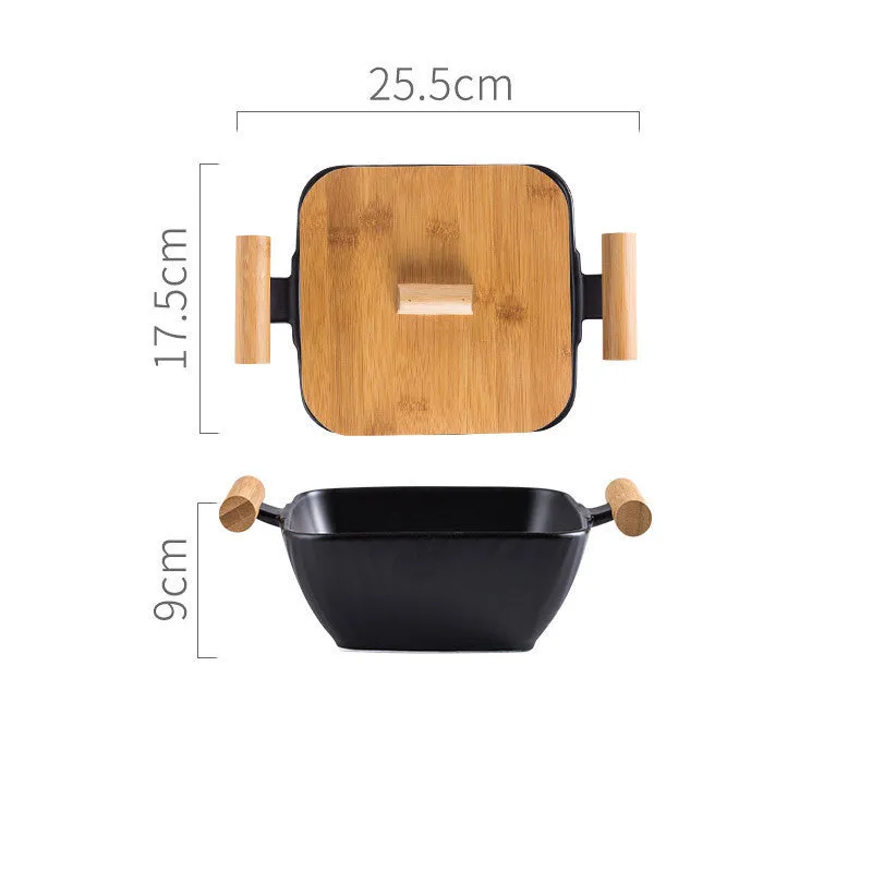 Creative irregular shaped porcelain bowl with matching lid in choice of four colours