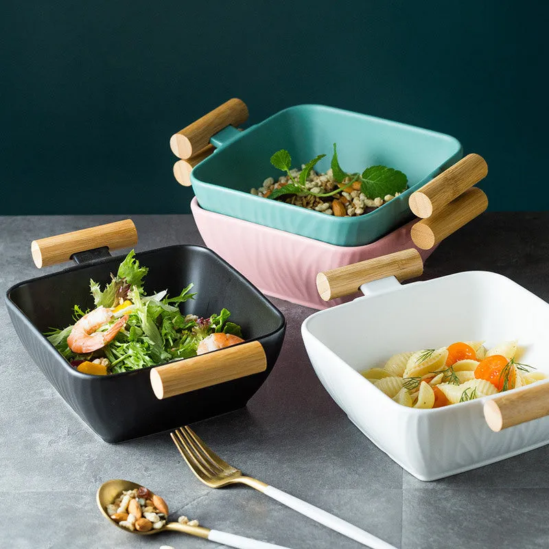 Creative irregular shaped porcelain bowl with matching lid in choice of four colours