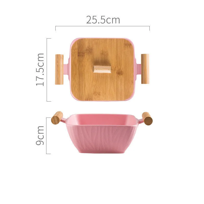 Creative irregular shaped porcelain bowl with matching lid in choice of four colours