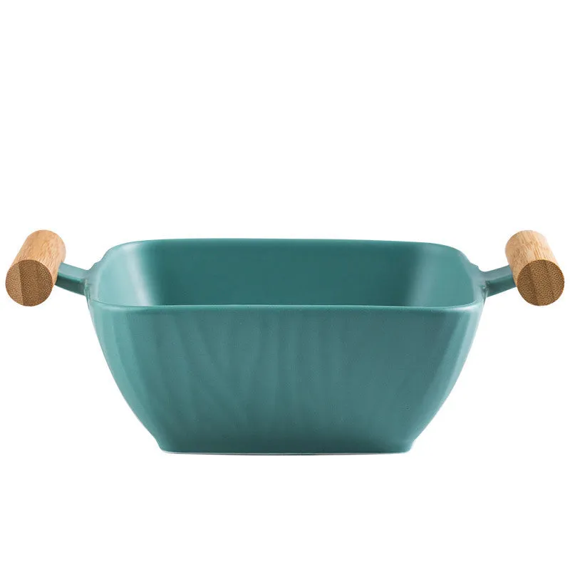 Creative irregular shaped porcelain bowl with matching lid in choice of four colours