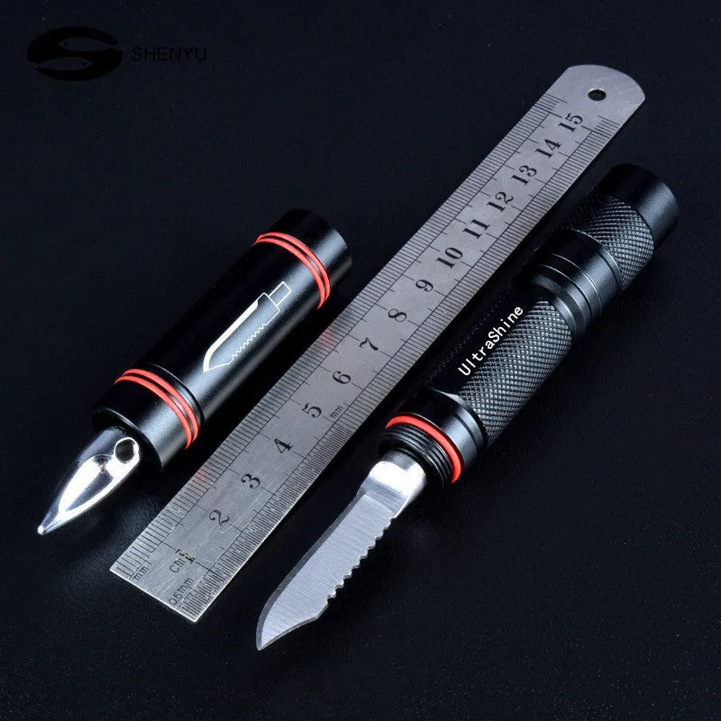 Q5 outdoor strong flashlight with safety hammer black aluminium alloy 6800mAh