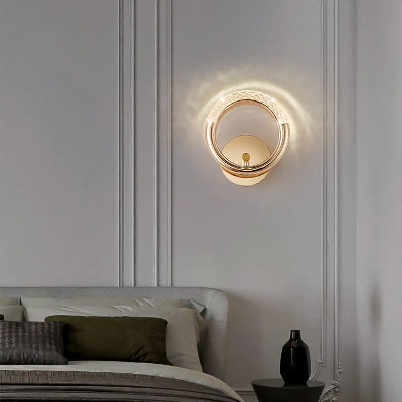 High Sense modern acrylic wall lamp showing three colour light settings on a white wall.