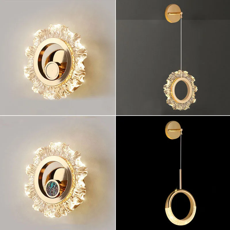 High Sense modern acrylic wall lamp showing three colour light settings on a white wall.