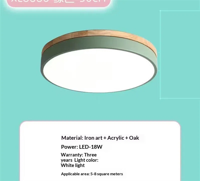 Round Nordic macaron ceiling light with wooden base, 60cm diameter, in multiple colour options