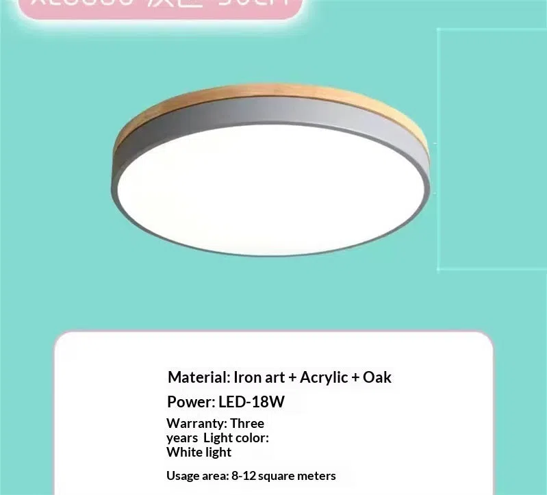 Round Nordic macaron ceiling light with wooden base, 60cm diameter, in multiple colour options