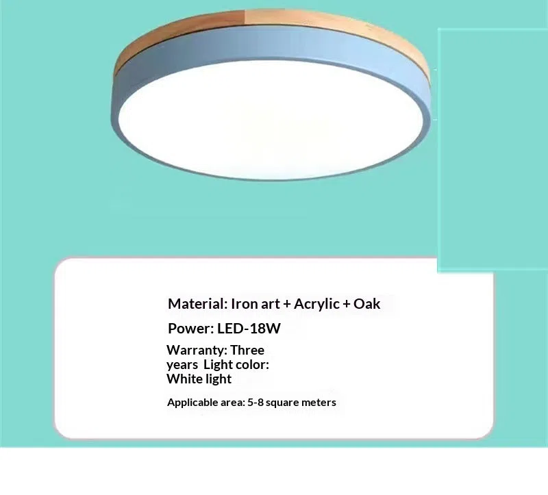 Round Nordic macaron ceiling light with wooden base, 60cm diameter, in multiple colour options