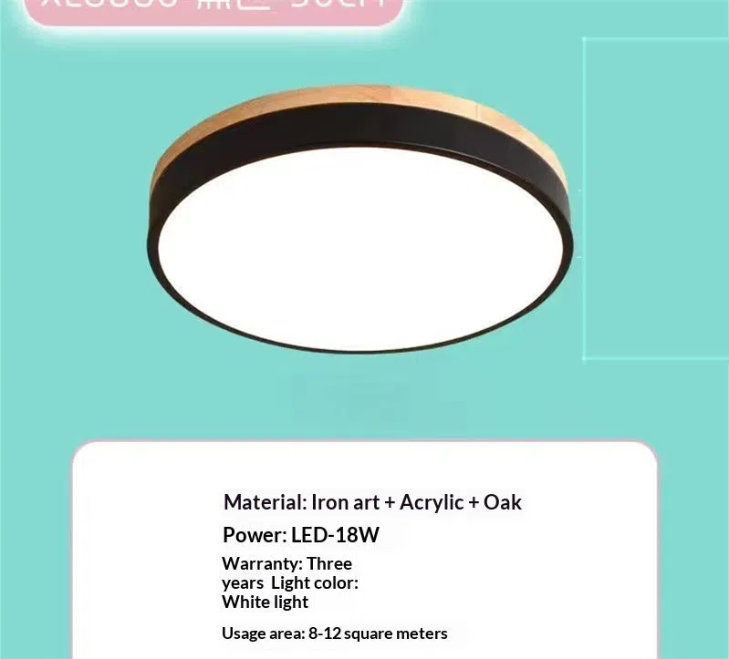 Round Nordic macaron ceiling light with wooden base, 60cm diameter, in multiple colour options