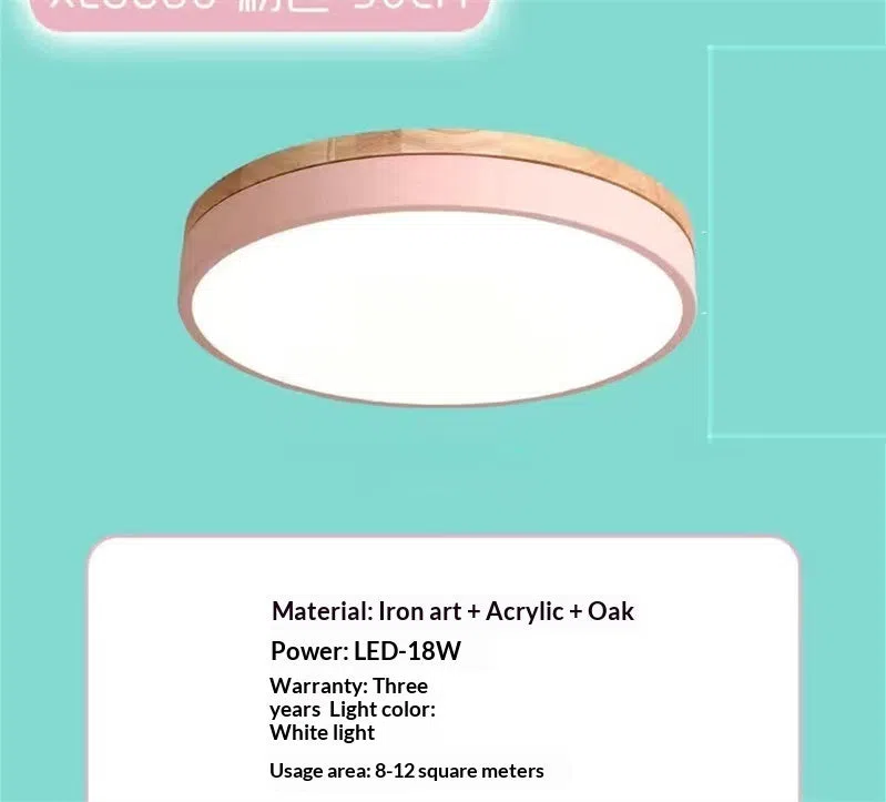 Round Nordic macaron ceiling light with wooden base, 60cm diameter, in multiple colour options