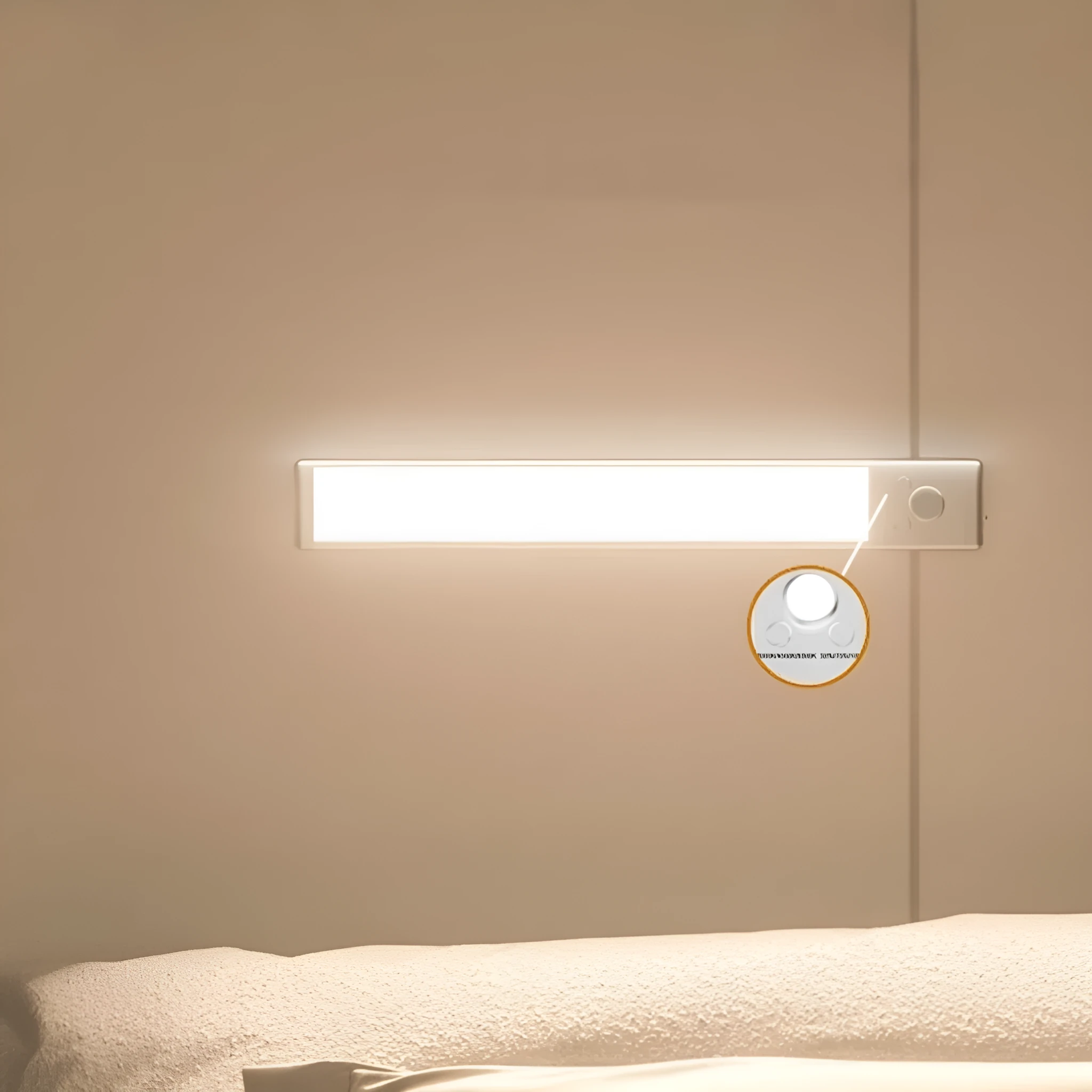 White plastic LED induction cabinet light 24cm with rechargeable battery and no-drilling mount