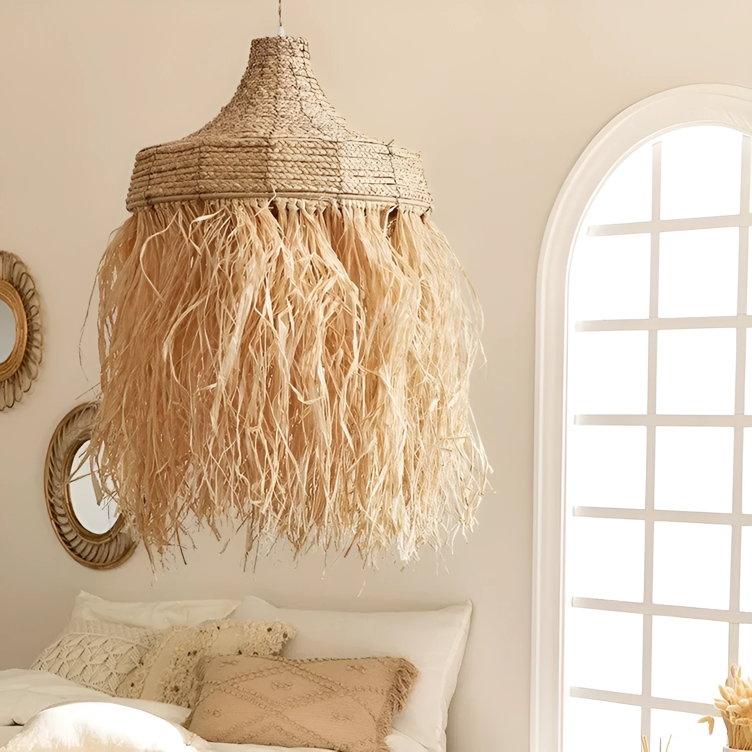 50cm diameter retro restaurant chandelier with wild vetch and willow weaving southeast Asian style