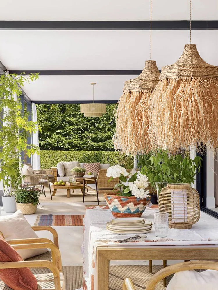 50cm diameter retro restaurant chandelier with wild vetch and willow weaving southeast Asian style