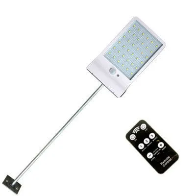 Black and white waterproof solar-powered LED garden light for outdoor use.
