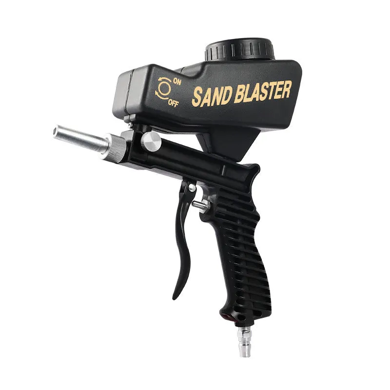Portable black pneumatic sandblasting gun with 21-litre tank and 6.5mm nozzle for surface treatment