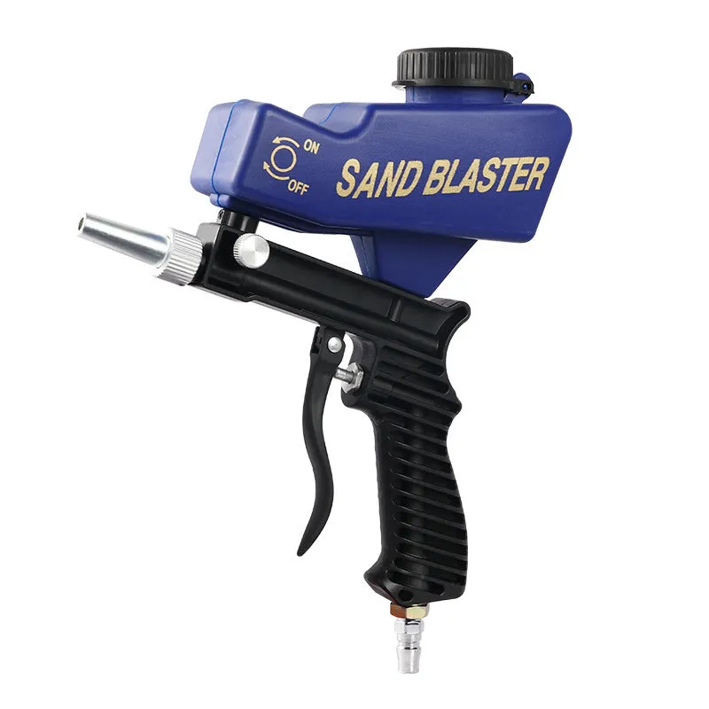 Portable black pneumatic sandblasting gun with 21-litre tank and 6.5mm nozzle for surface treatment