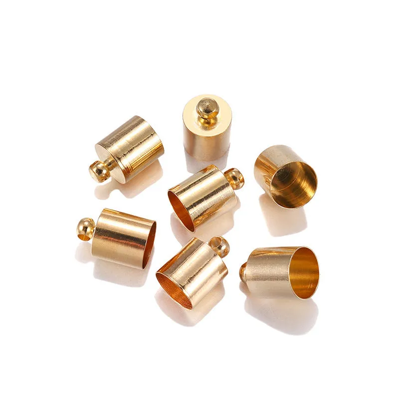 50 copper caps in electroplated finish for jewellery making, showing size variations from 3x8mm to 12x15mm