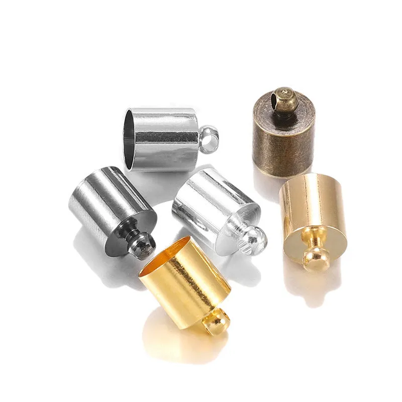 50 copper caps in electroplated finish for jewellery making, showing size variations from 3x8mm to 12x15mm