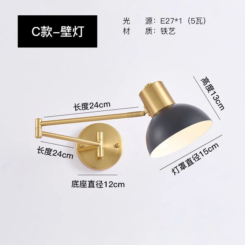 Modern double-section rocker arm wall lamp in a minimalist style mounted on a wall.