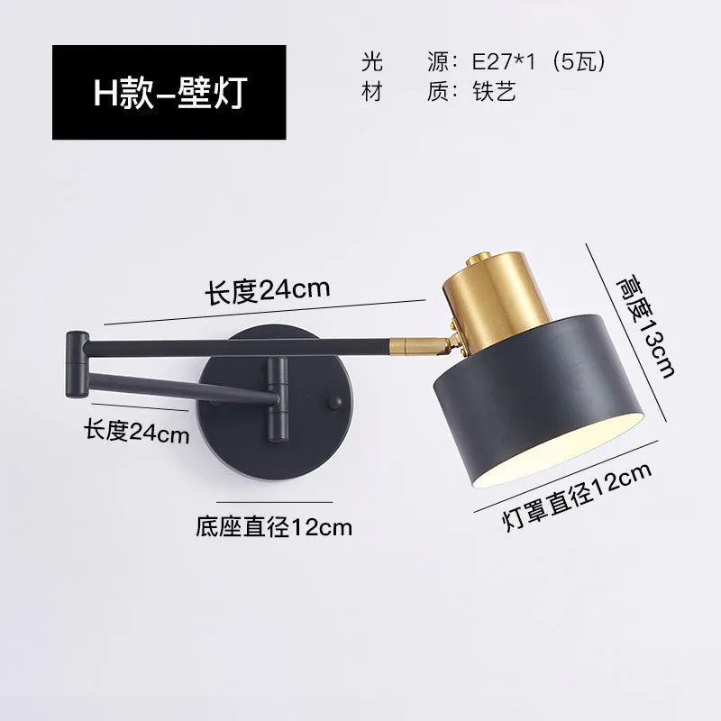 Modern double-section rocker arm wall lamp in a minimalist style mounted on a wall.
