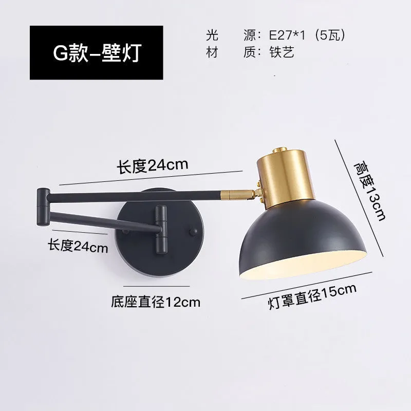 Modern double-section rocker arm wall lamp in a minimalist style mounted on a wall.