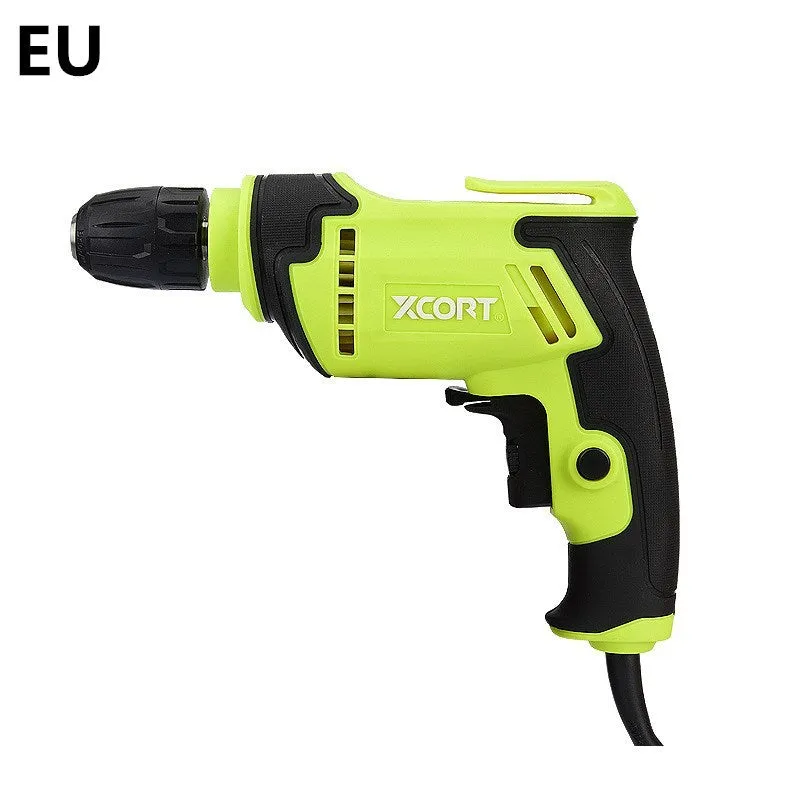 450W pistol-grip electric drill power tool with a black and orange housing and a 10mm chuck.