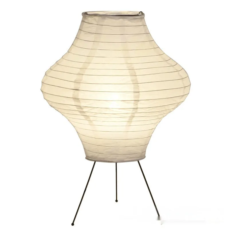 Japanese style decorative table lamp with paper shade and three-colour lighting