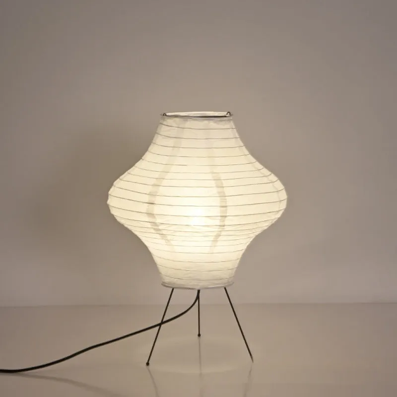 Japanese style decorative table lamp with paper shade and three-colour lighting