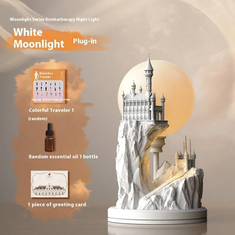 White composite gypsum table lamp with a plug-in cord and wire switch, shown on a bedside table.