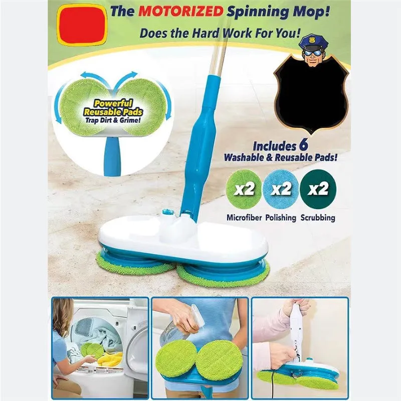 Wireless electric mop handheld cleaner with microfiber polishing and scrubbing pads USB charging