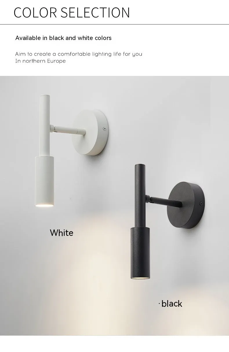 Modern wrought iron wall lamp in black or white with three colour light options