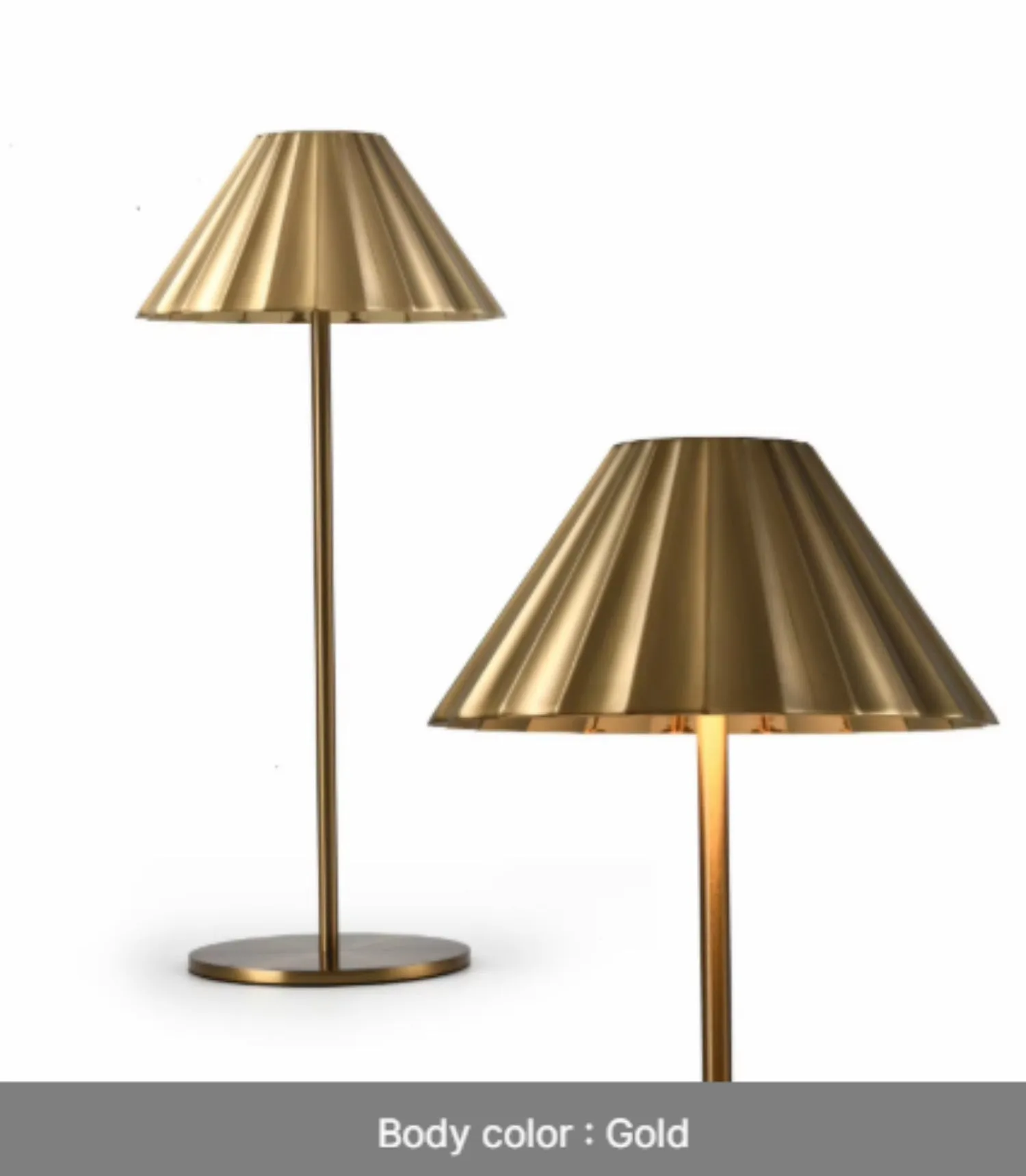 Alloy desk lamp with touch dimming switch showing black, brown, sand, and white colour options