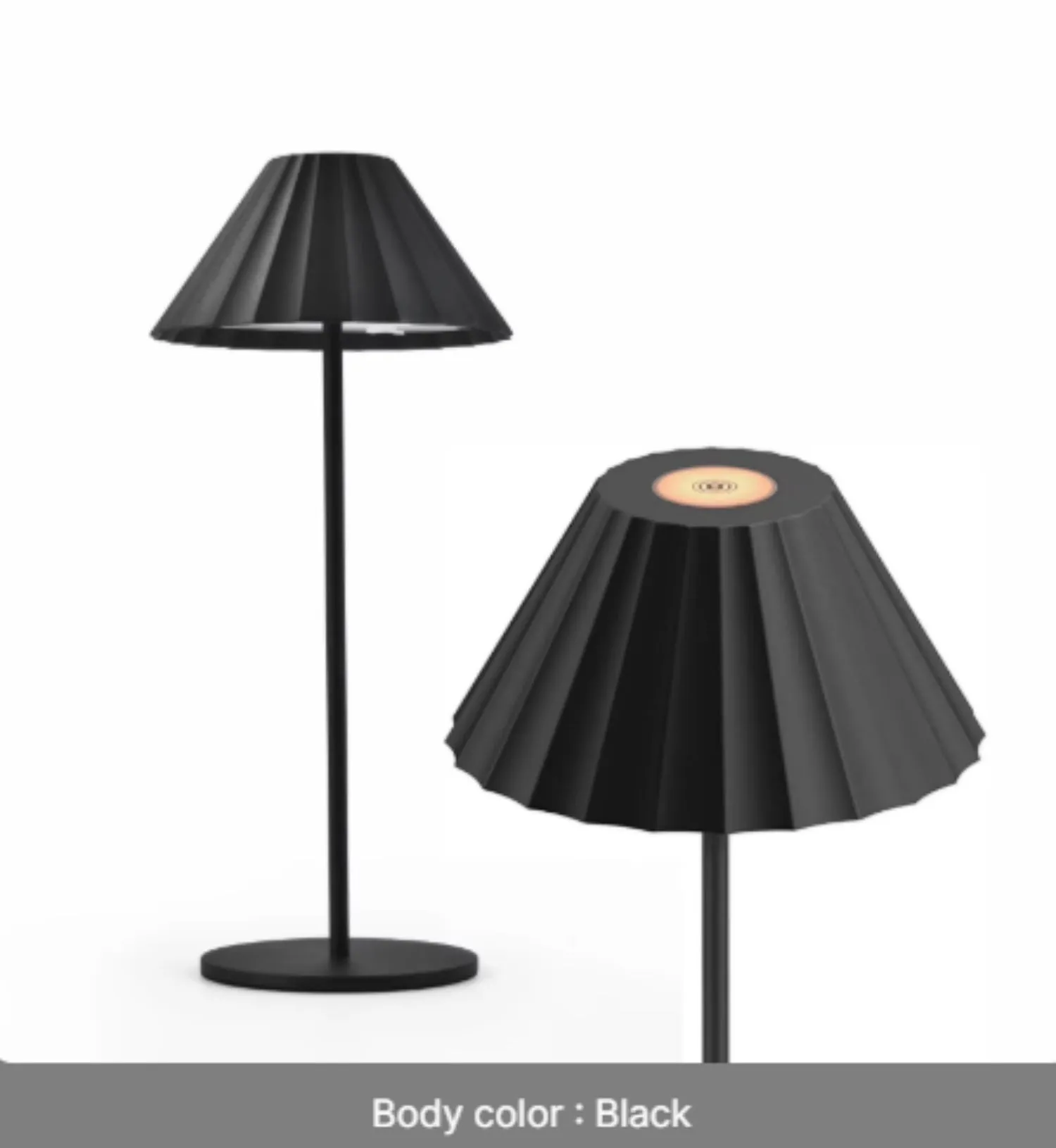 Alloy desk lamp with touch dimming switch showing black, brown, sand, and white colour options