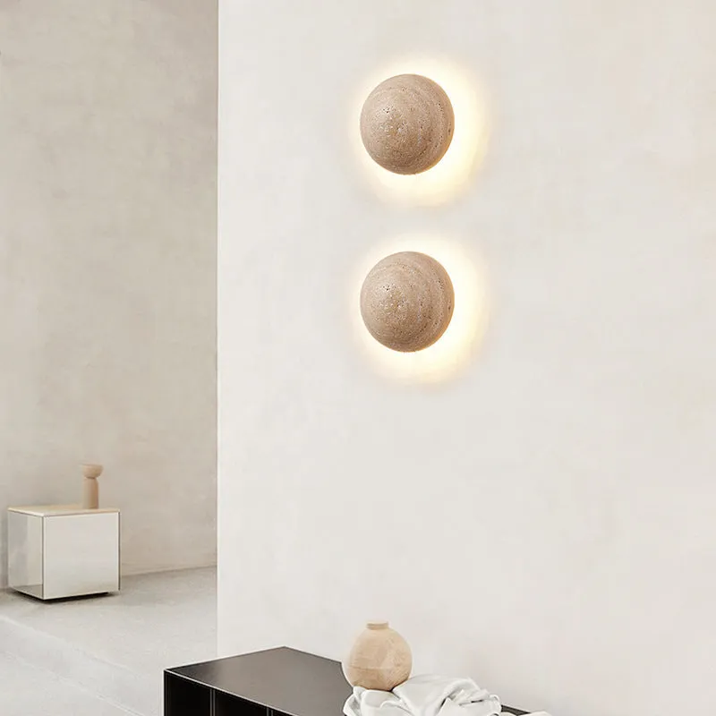 Vintage semicircle wall lamp with yellow cave stone shade and iron mounting