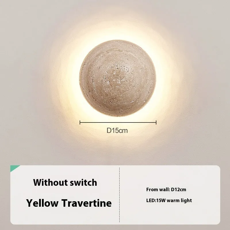 Vintage semicircle wall lamp with yellow cave stone shade and iron mounting