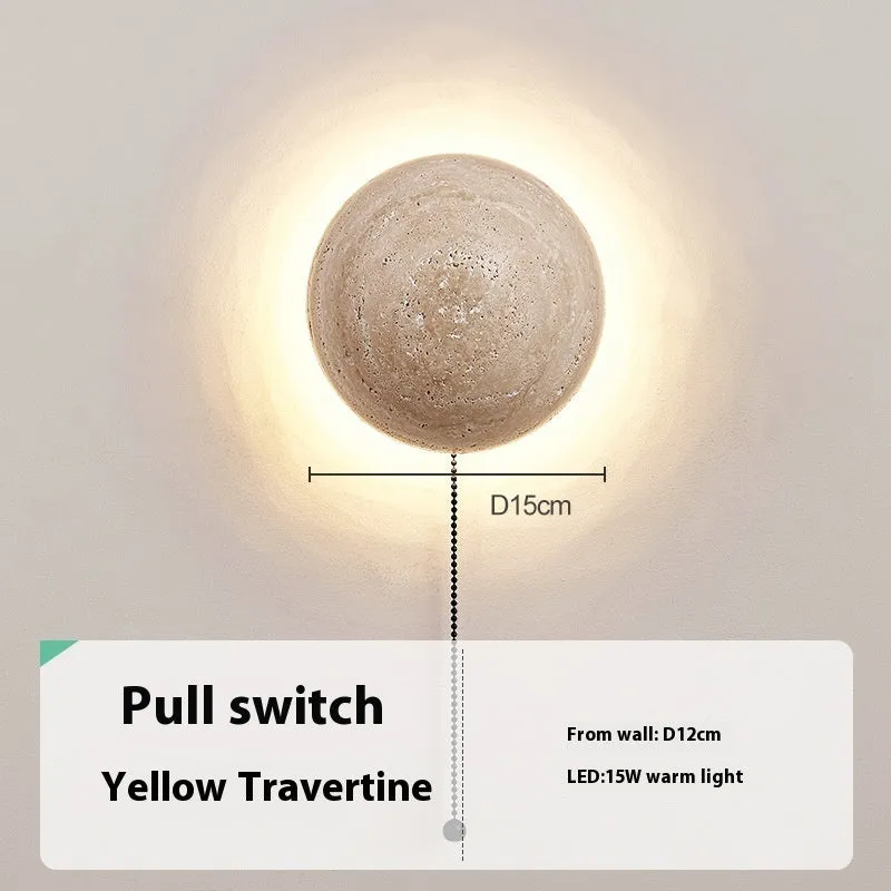Vintage semicircle wall lamp with yellow cave stone shade and iron mounting