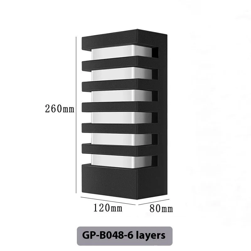 Modern minimalist layered aluminium outdoor wall lamp mounted on a wall.