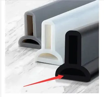 Flexible TPE silicone bathroom waterproof strip for shower room floor water blocking in black, white or grey