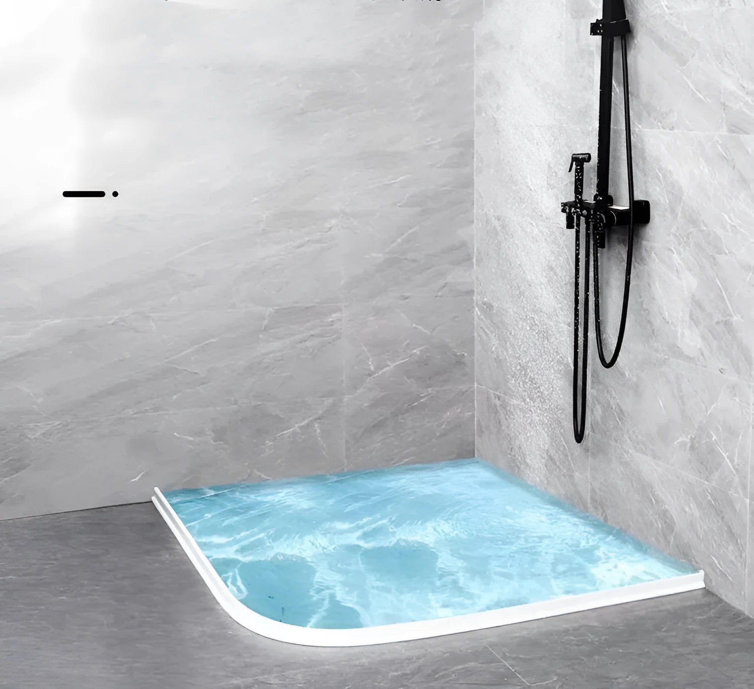 Flexible TPE silicone bathroom waterproof strip for shower room floor water blocking in black, white or grey