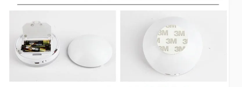 Two compact wireless motion sensor lights with induction charger.