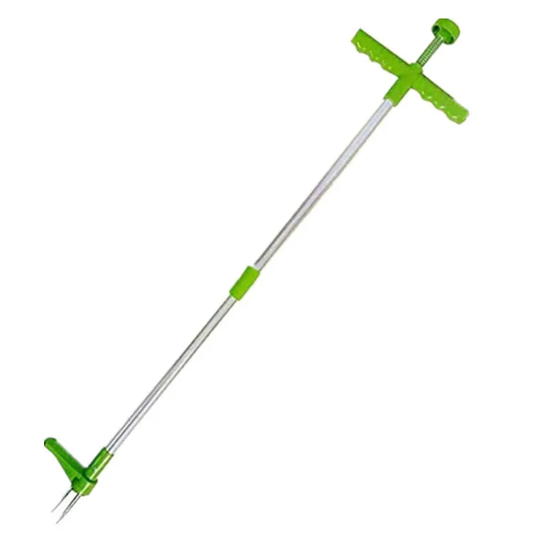Aluminium manual garden weeder with plastic components for standing weed removal