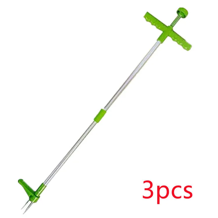 Aluminium manual garden weeder with plastic components for standing weed removal
