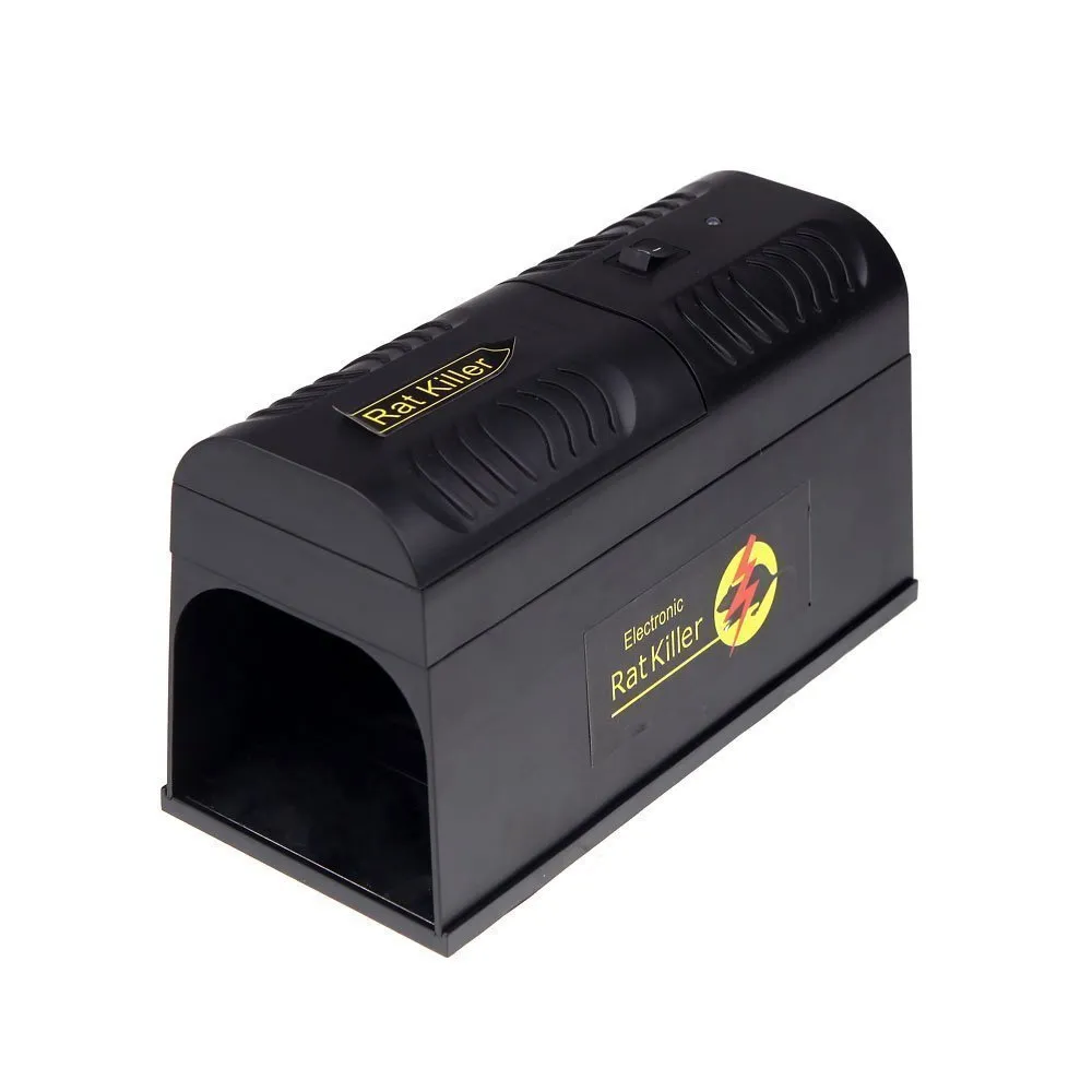 Black high voltage electronic rodent killer with choice of UK EU or US plug