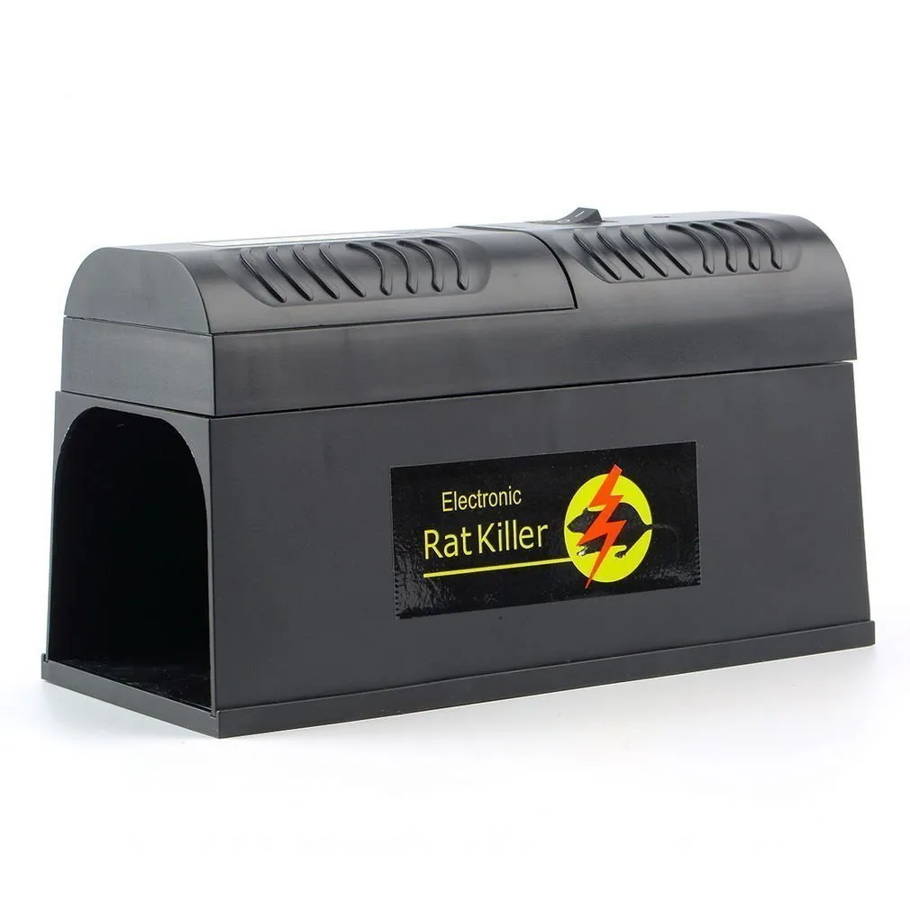 Black high voltage electronic rodent killer with choice of UK EU or US plug