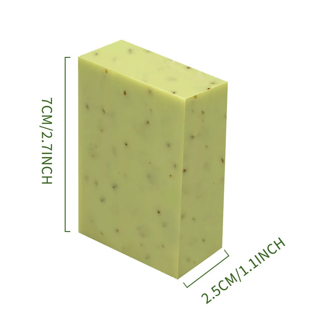 Handmade essential oil soap bar with frosted texture, 100g size, available in multiple scent options