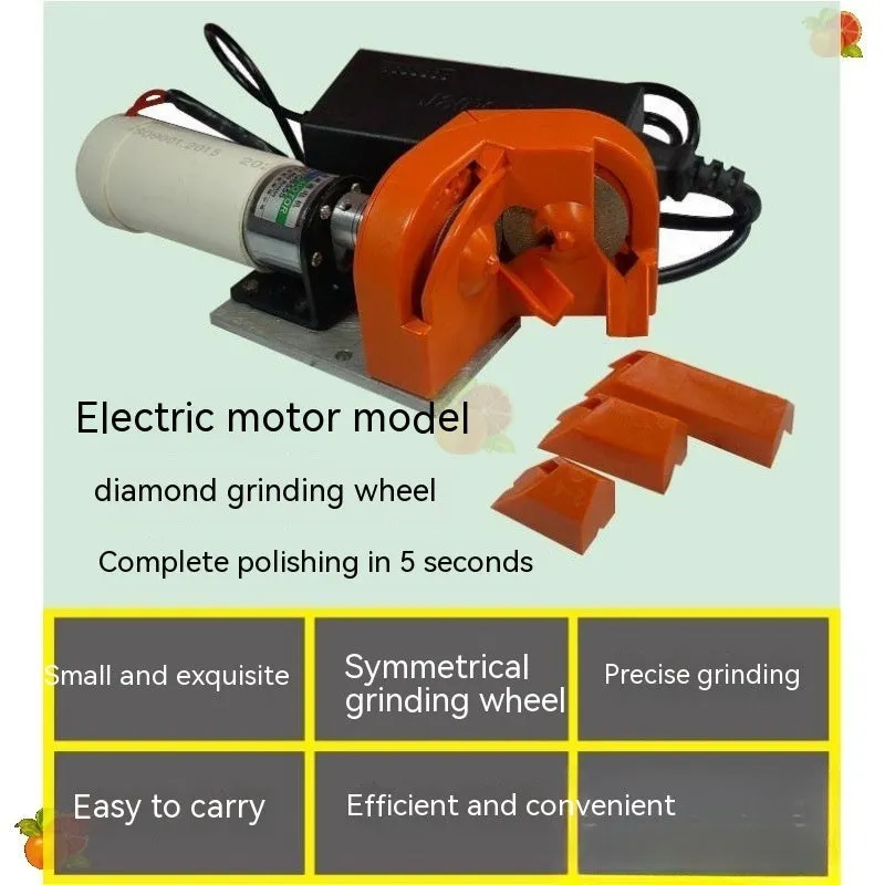 Portable orange and black grinding drill tool and sander set with two coloured wheels
