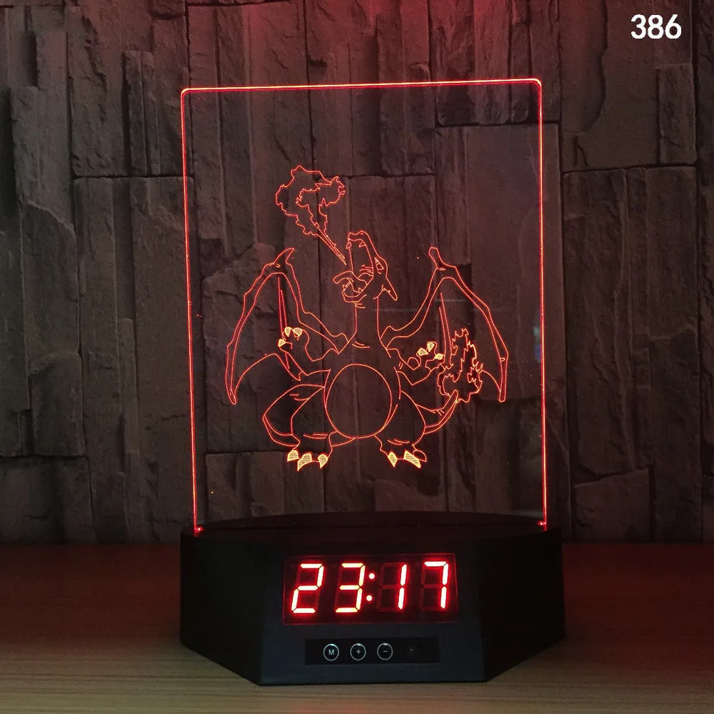 Dolphin-shaped 3D night light table lamp with wireless charging pad and remote control on wooden surface