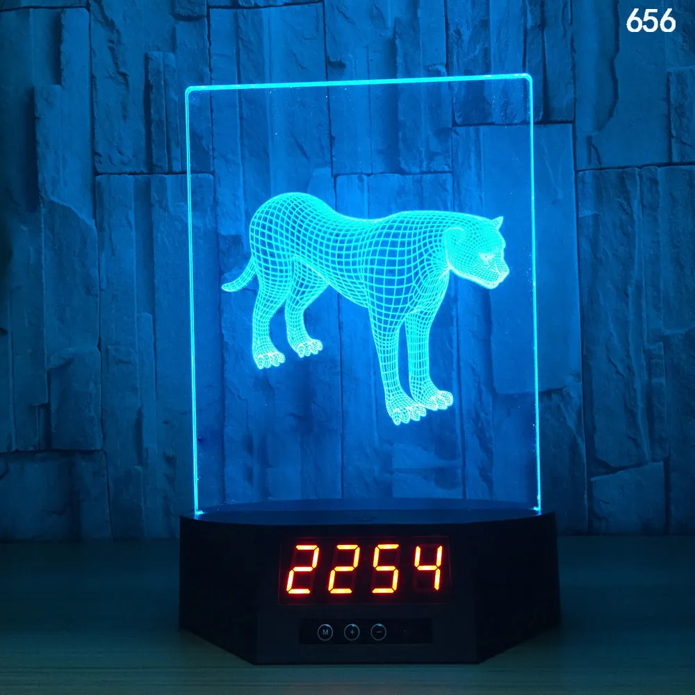 Dolphin-shaped 3D night light table lamp with wireless charging pad and remote control on wooden surface